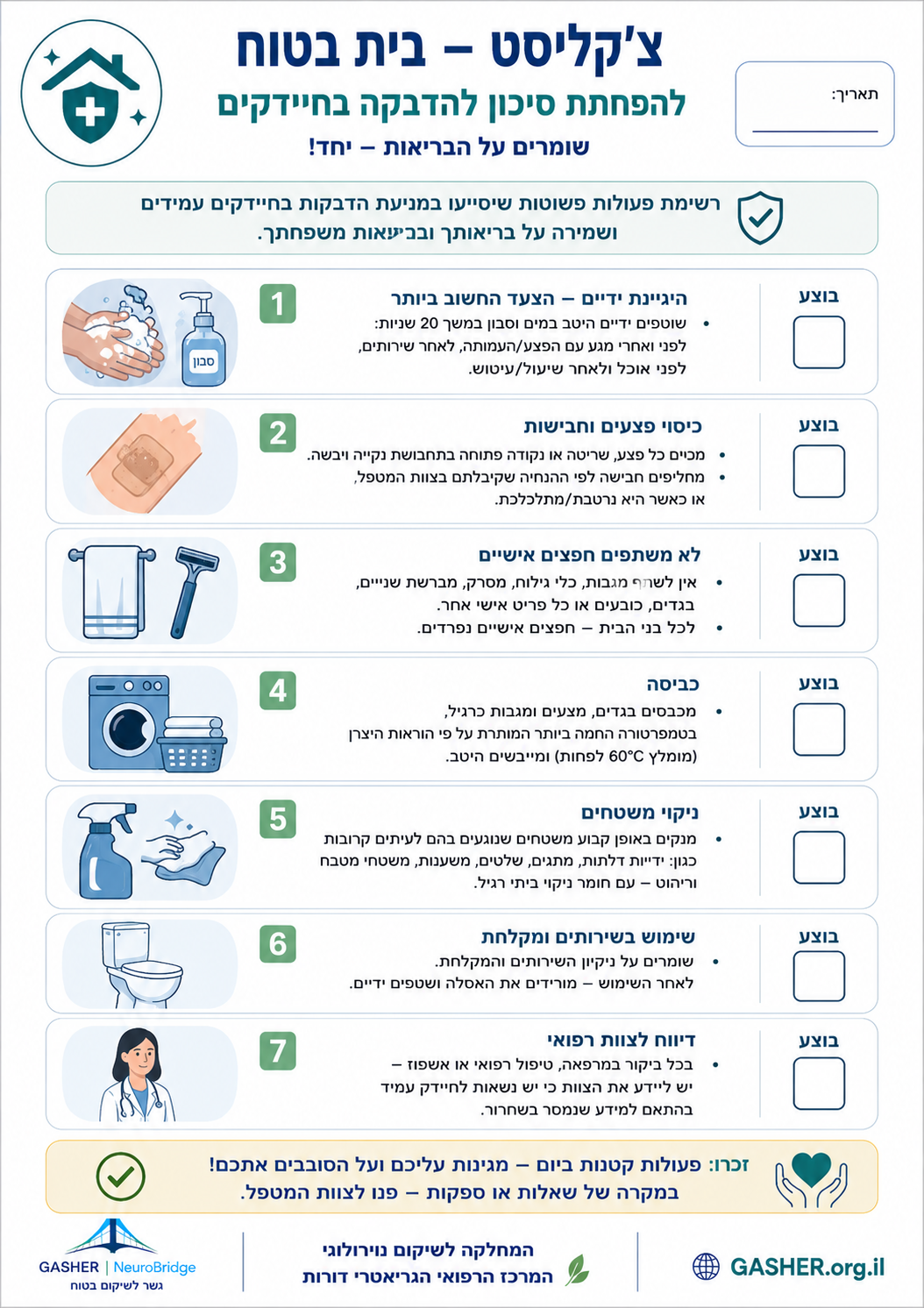 צ׳קליסט למשפחה - חיידק עמיד בבית